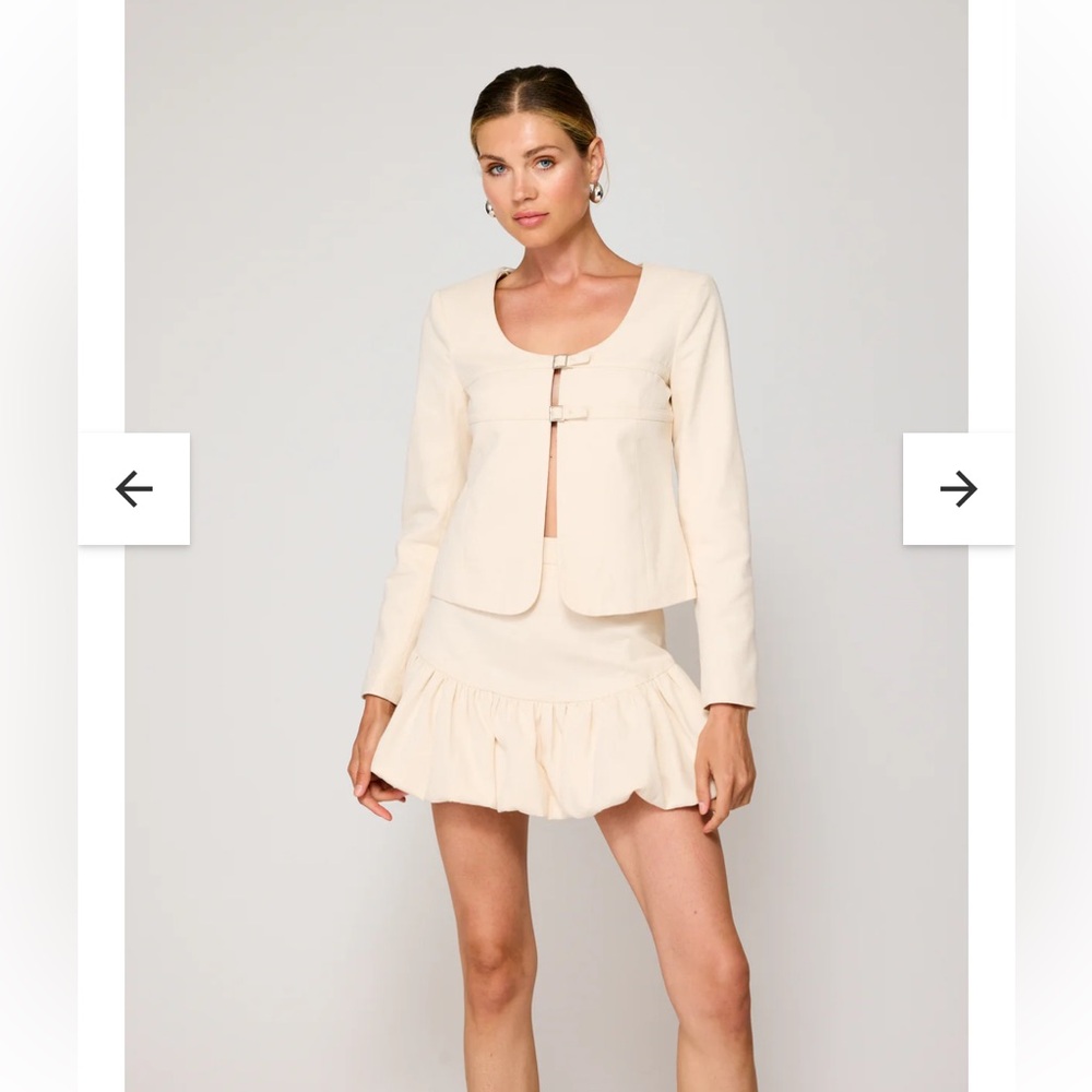 line & dot cream beige devin bubble hem cotton mini skirt size small NEW